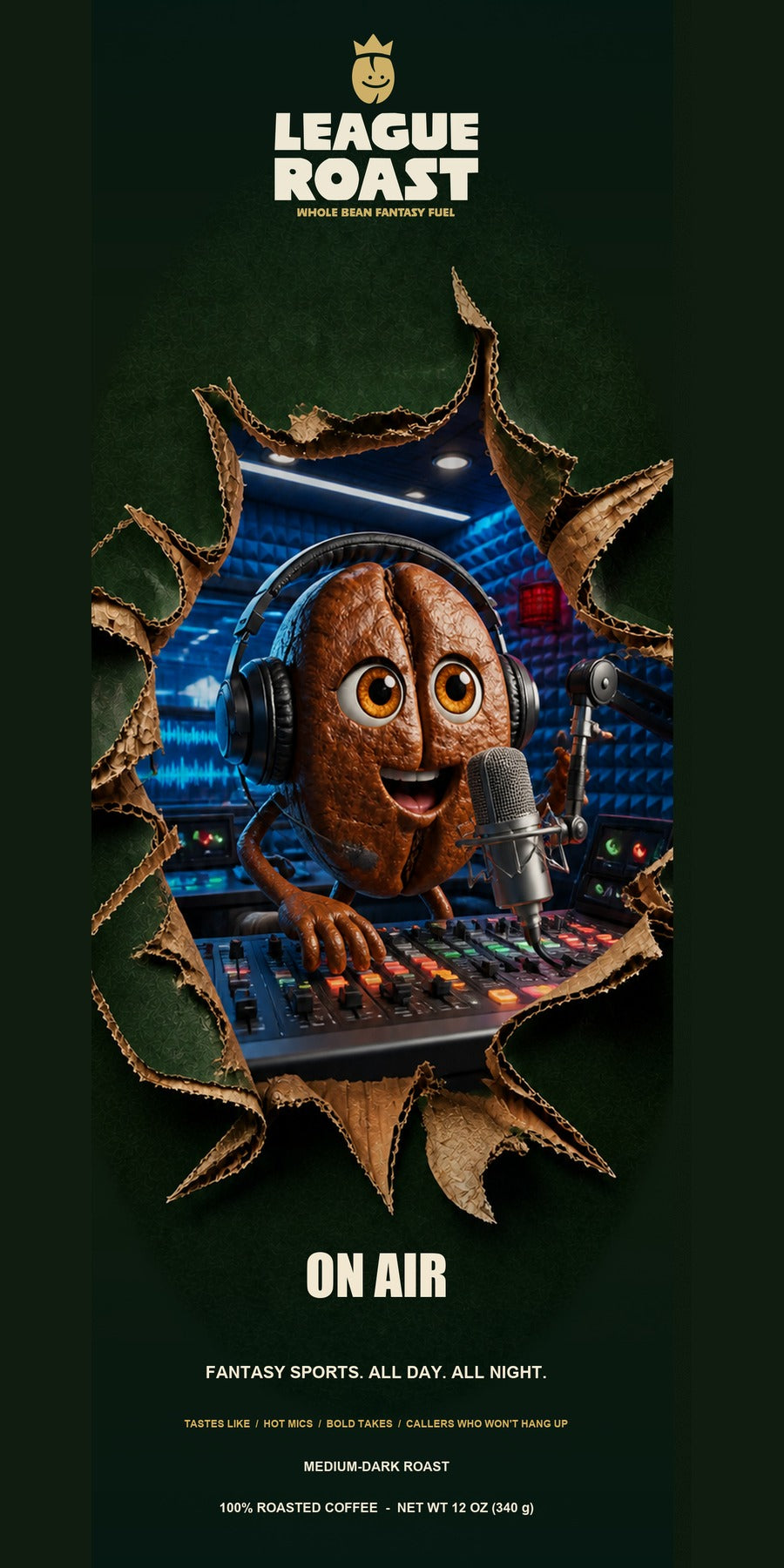 On Air League Roast coffee box front